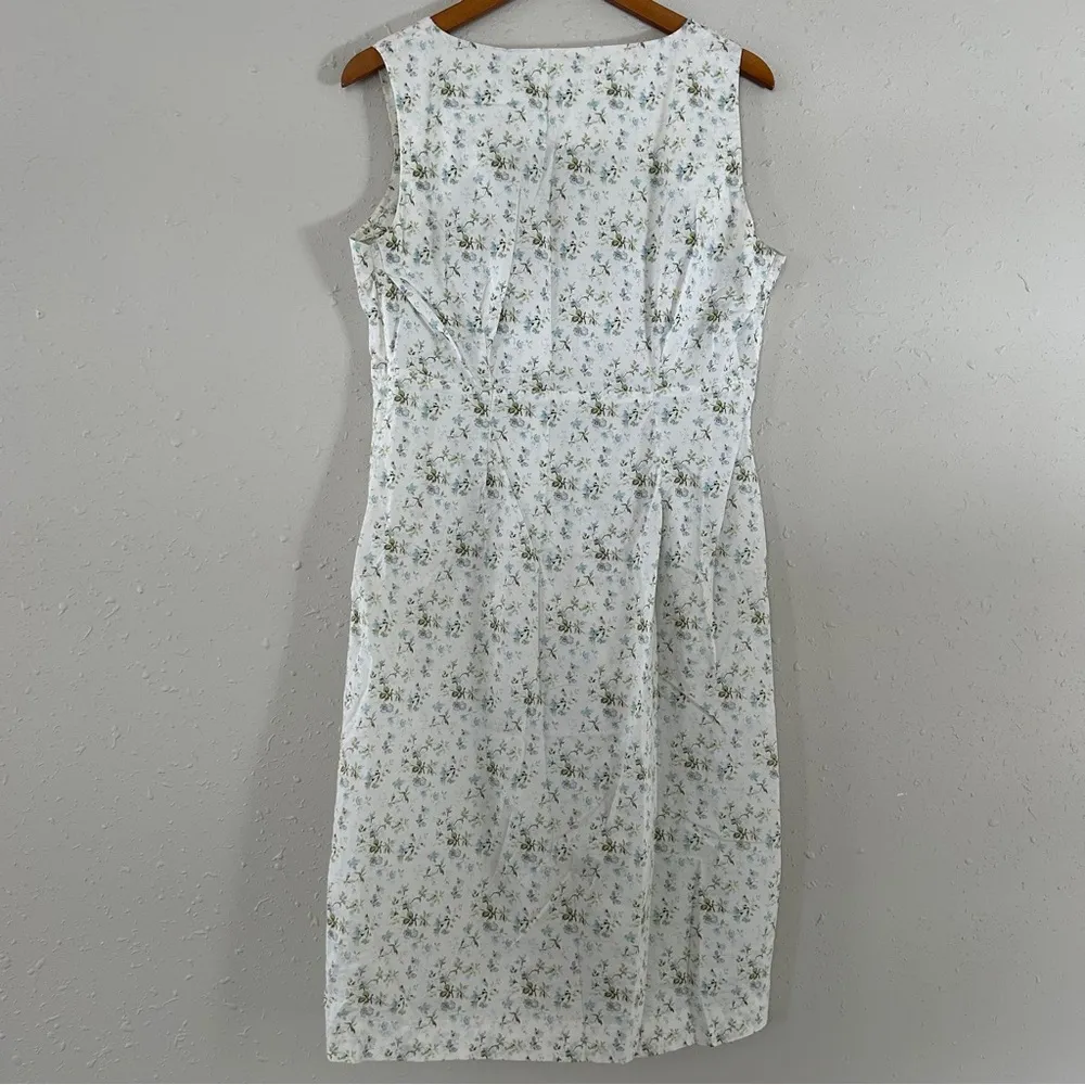Vintage Laura Ashley White Floral Midi Dress Lightweight Summer Casual Size 12 - Image 7