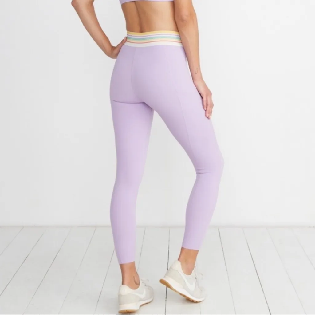 Marine Layer Purple Leggings Rainbow Waistband Activewear Large - Image 2