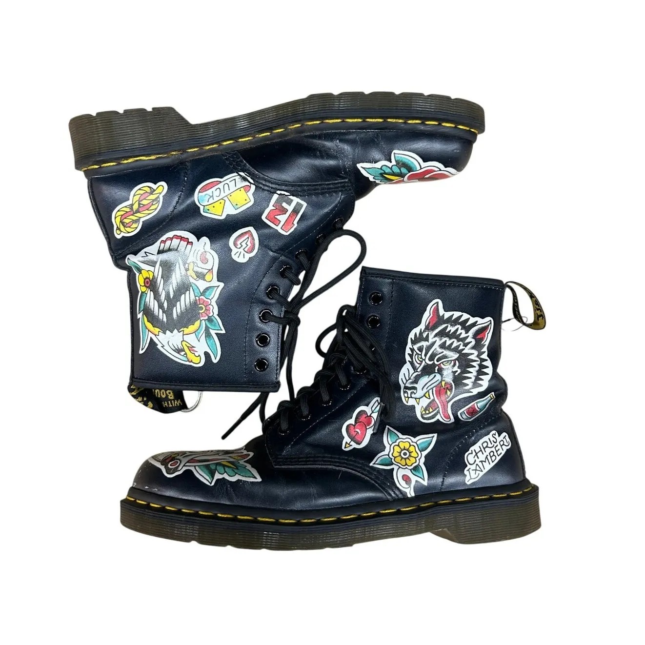 dr marten 1460 chris lambert traditional tattoo limited edition size 8 1/2 L - Image 2