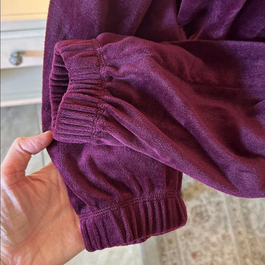 Anthro Daily Practice plum Velour track Y2K Hoodie Pullover Sweatshirt M - Image 6