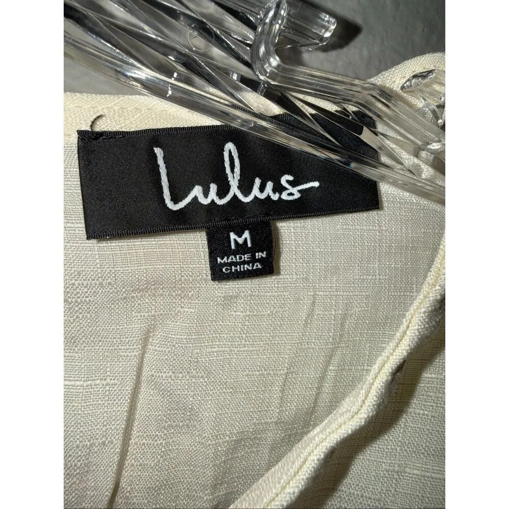 Lulu’s cream twist front flare half sleeve crop top Medium #721 - Image 3