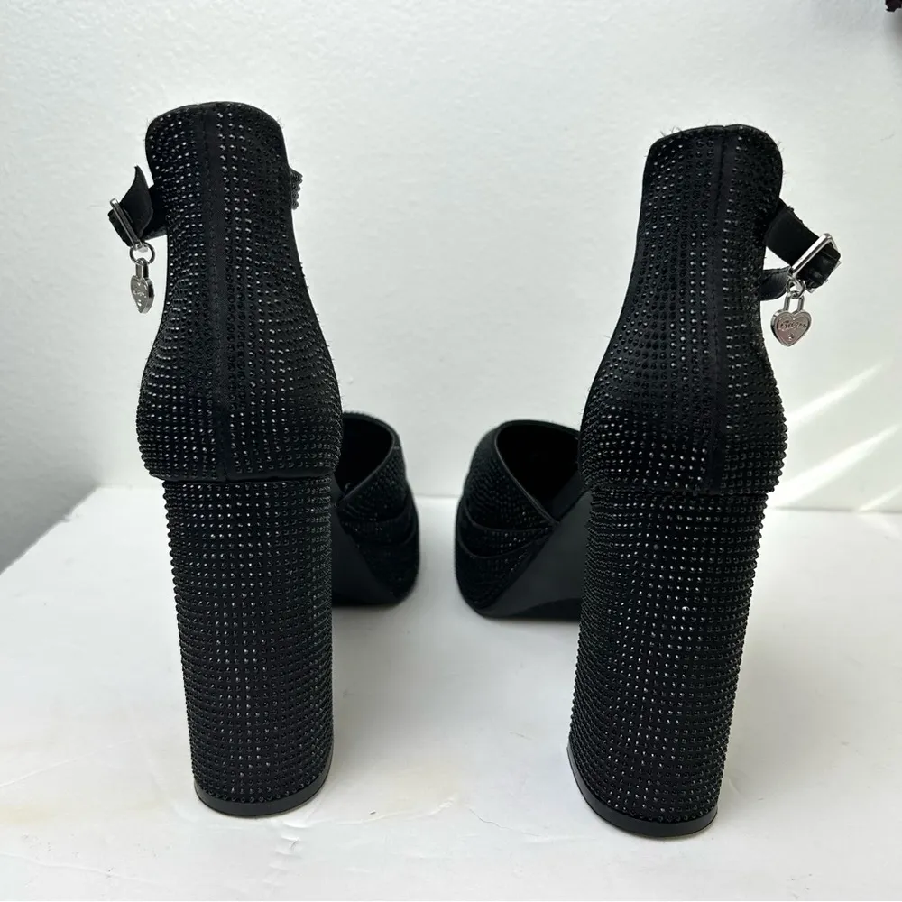 Dolls Kill Sugar Stacked Platform Heels Black Rhinestone NWOT Willfully 2 - Image 5