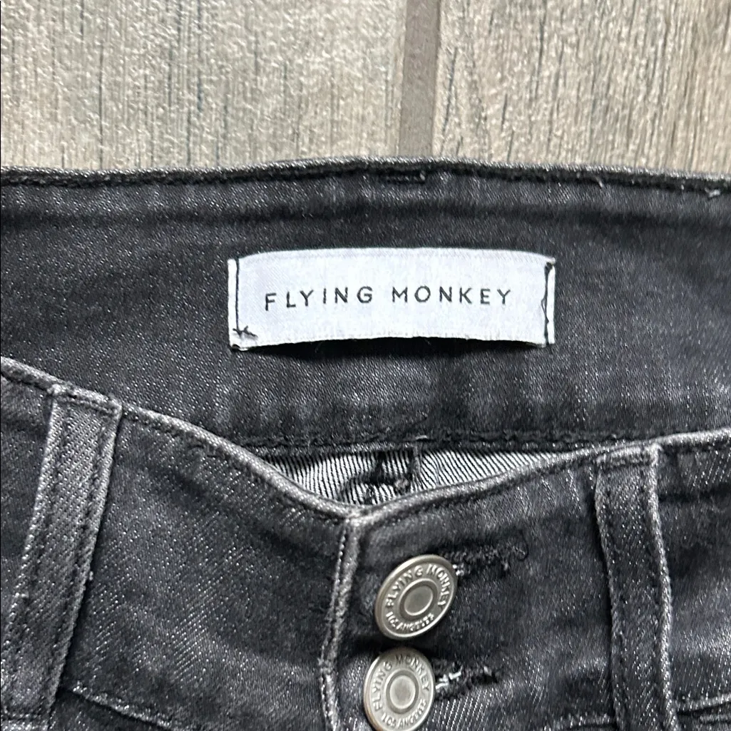 Flying Monkey Black Distressed Flare Jeans - Image 2