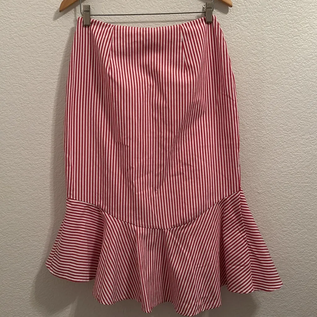WAYF  Striped Red Ruffle Skirt Sz Small - Image 7