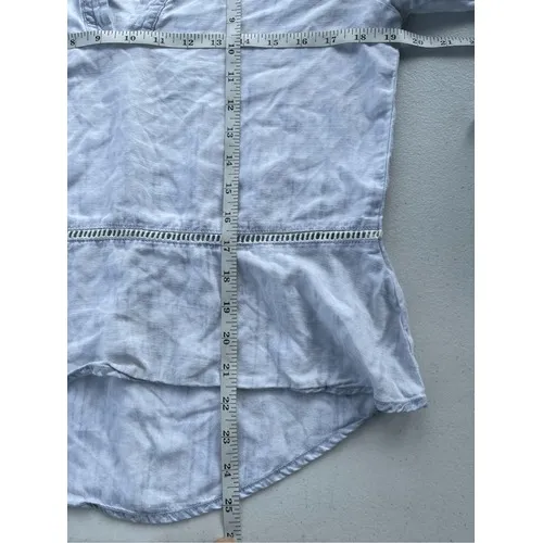 T9 Cloth & Stone Light Blue Wash V Neck Bell Sleeve Tencel Blouse Top Chambray - Image 4