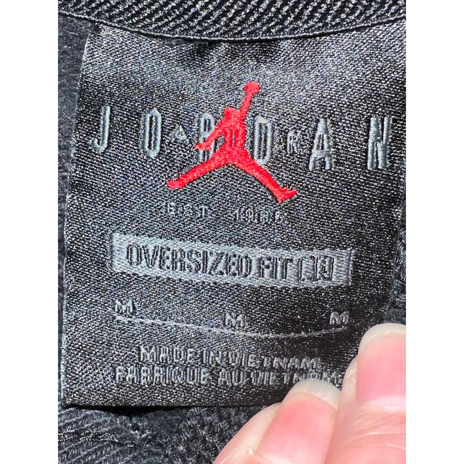 Jordan Air M hoodie black oversized slouchy kangaroo pocket **flaw see photo # 3 - Image 4