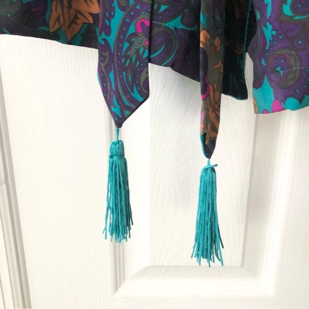 Victoria's Secret Vintage Gold Label  Long Robe Tassel Tie Jacquard Trim Medium - Image 6