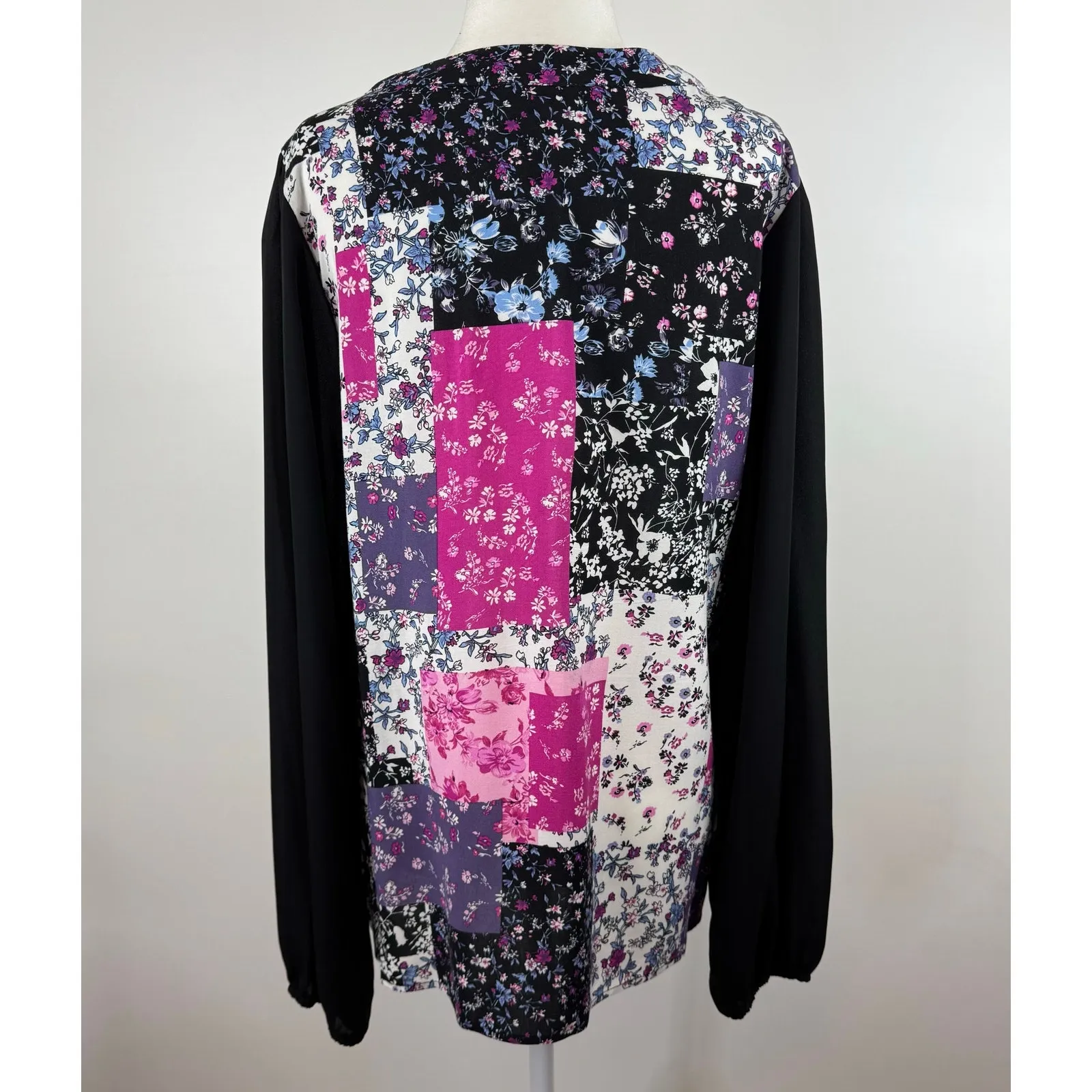 Andree by Unit Womens Patchwork‎ Floral Blouse Sz L Boho Festival Colorful Artsy - Image 3