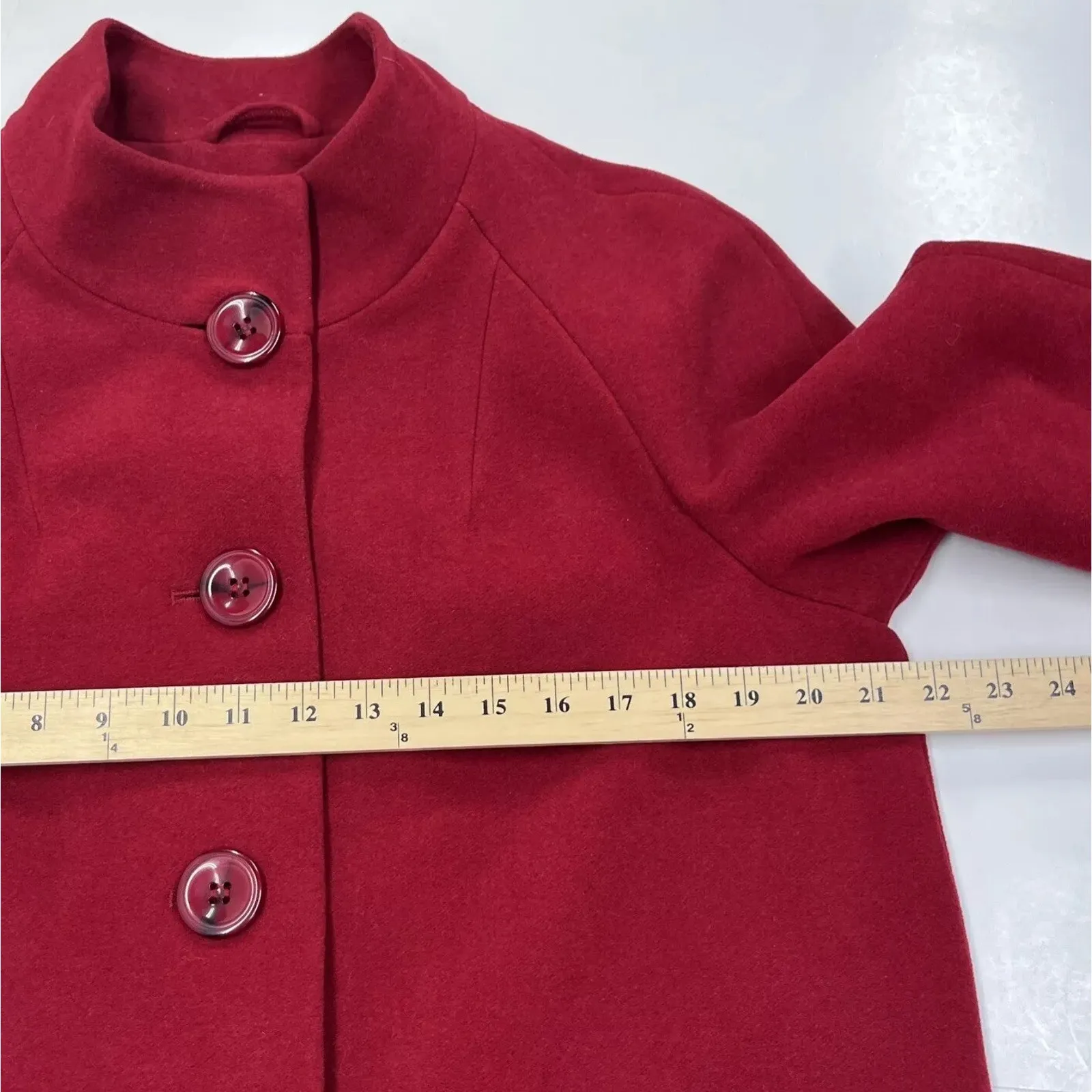 Appleseed's Petites Women’s Red Button Wool Blend Pea Coat Size 16P City Classic - Image 13