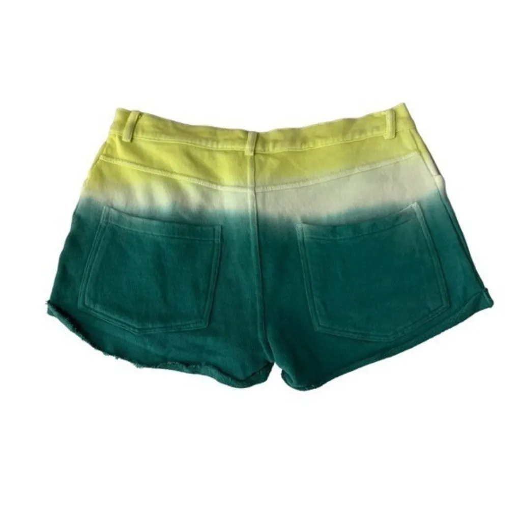 Zara Trafaluc Dip Dye Ombre‎ High Rise Shorts Green Yellow Summer Small - Image 2