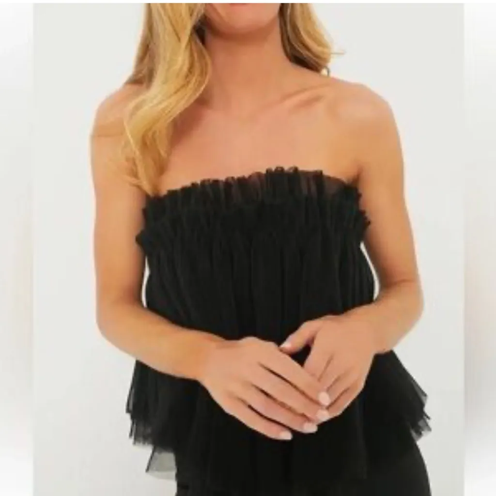 Hyacinth House NEW Black Willa Tulle Strapless Babydoll Blouse Top Size small - Image 12