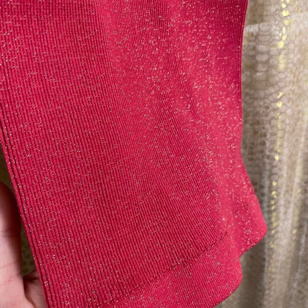 Free People Happiness Runs Lurex Sweetheart Crop Tank Pink Glitter Lovestruck - Image 3