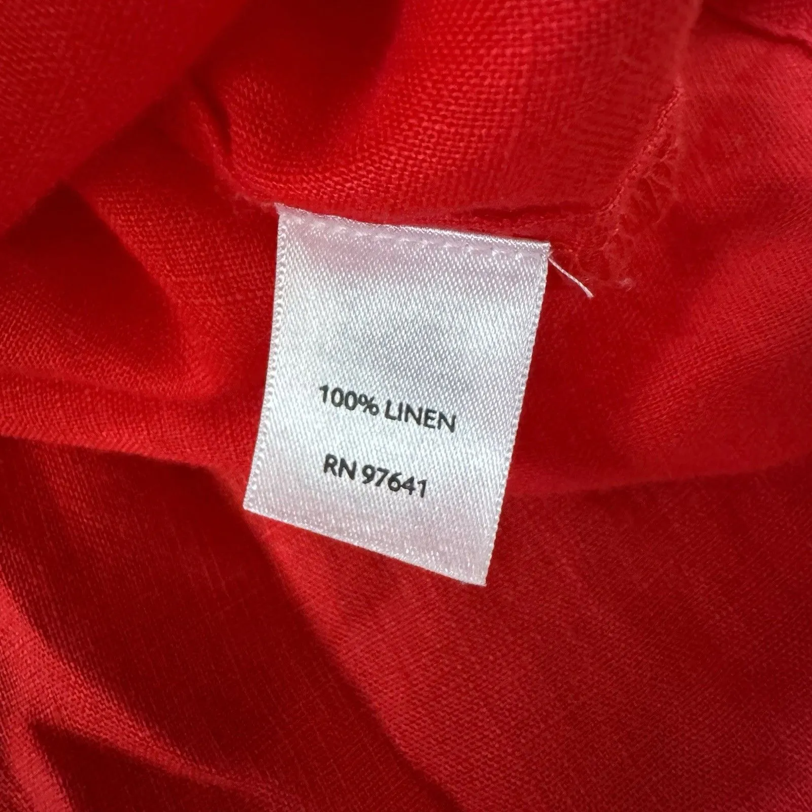 J. Jill Love Linen Button Up Top Blouse Womens Size L Red Light Flowy Christmas Size L - Image 4