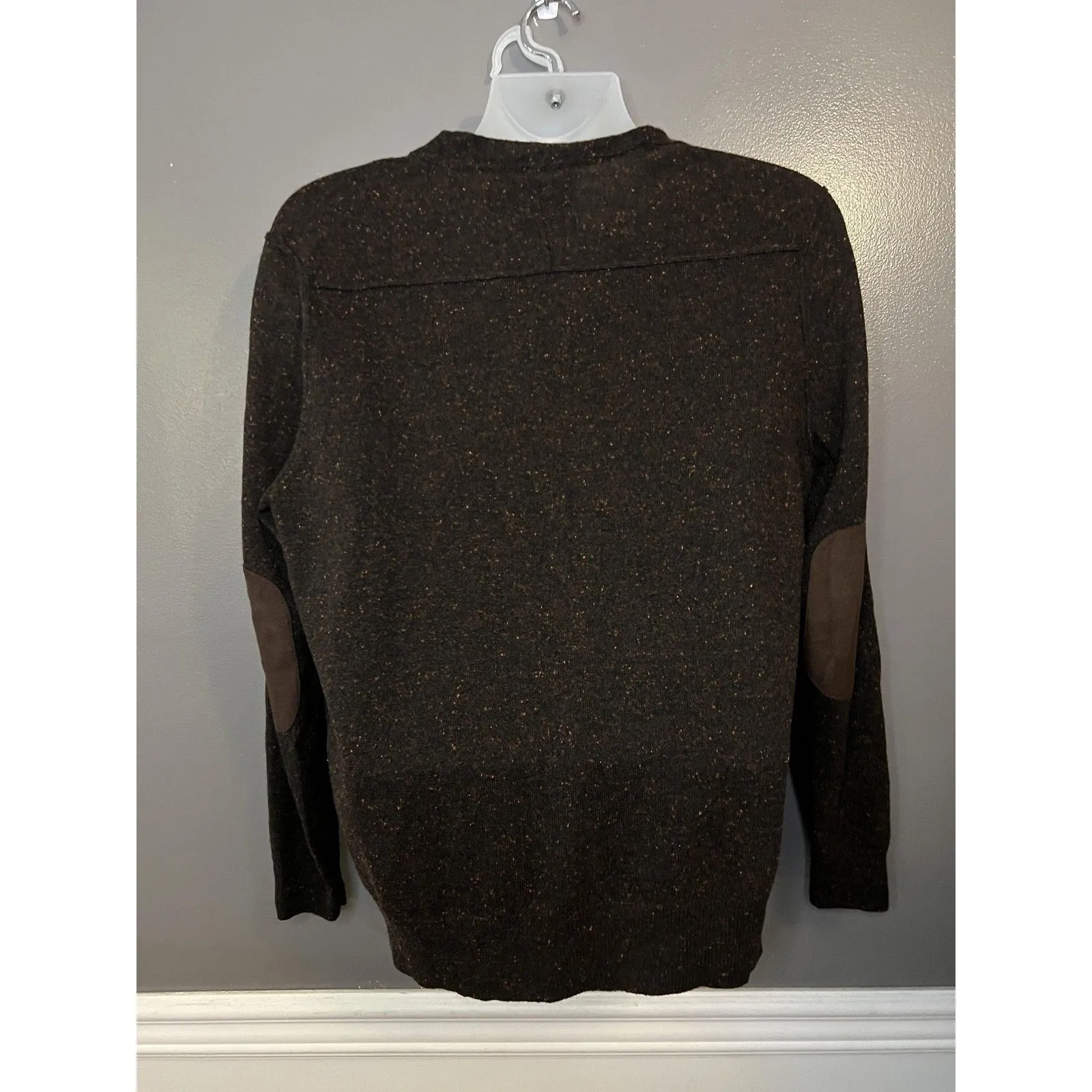 Black Brown 1826 Cardigan Sweater Mens Large Brown Wool Blend Elbow Patches - Image 7