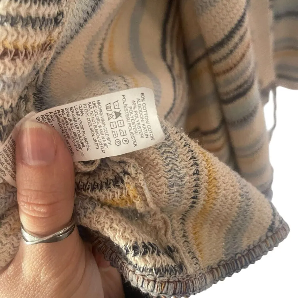 Lucky Brand Womens Size Medium Boho Western Striped Fringe Open Cardigan Sweater - Image 6