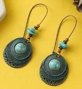Boho Turquoise Dangle Earrings Blue - Image 11