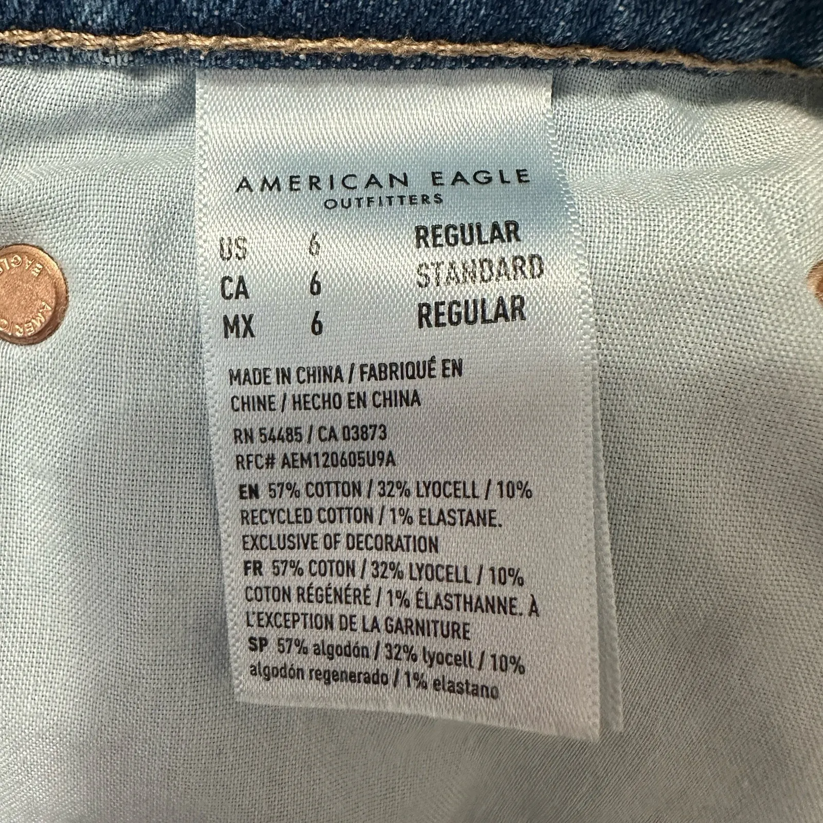 American Eagle 90's Bootcut Jeans Womens 6 Front Slit Split Hem Stretch Denim - Image 8