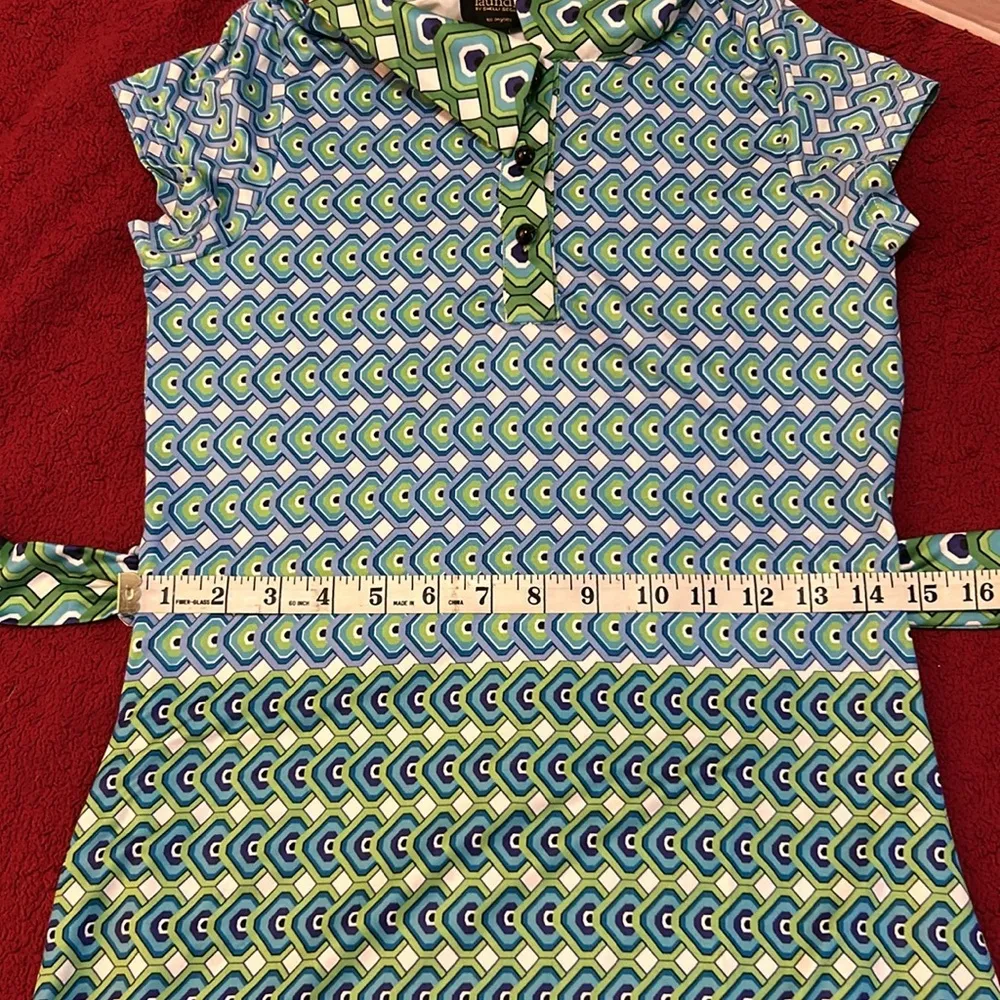 LAUNDRY by Shelli Segal blue/green geometric print dress. - Image 12