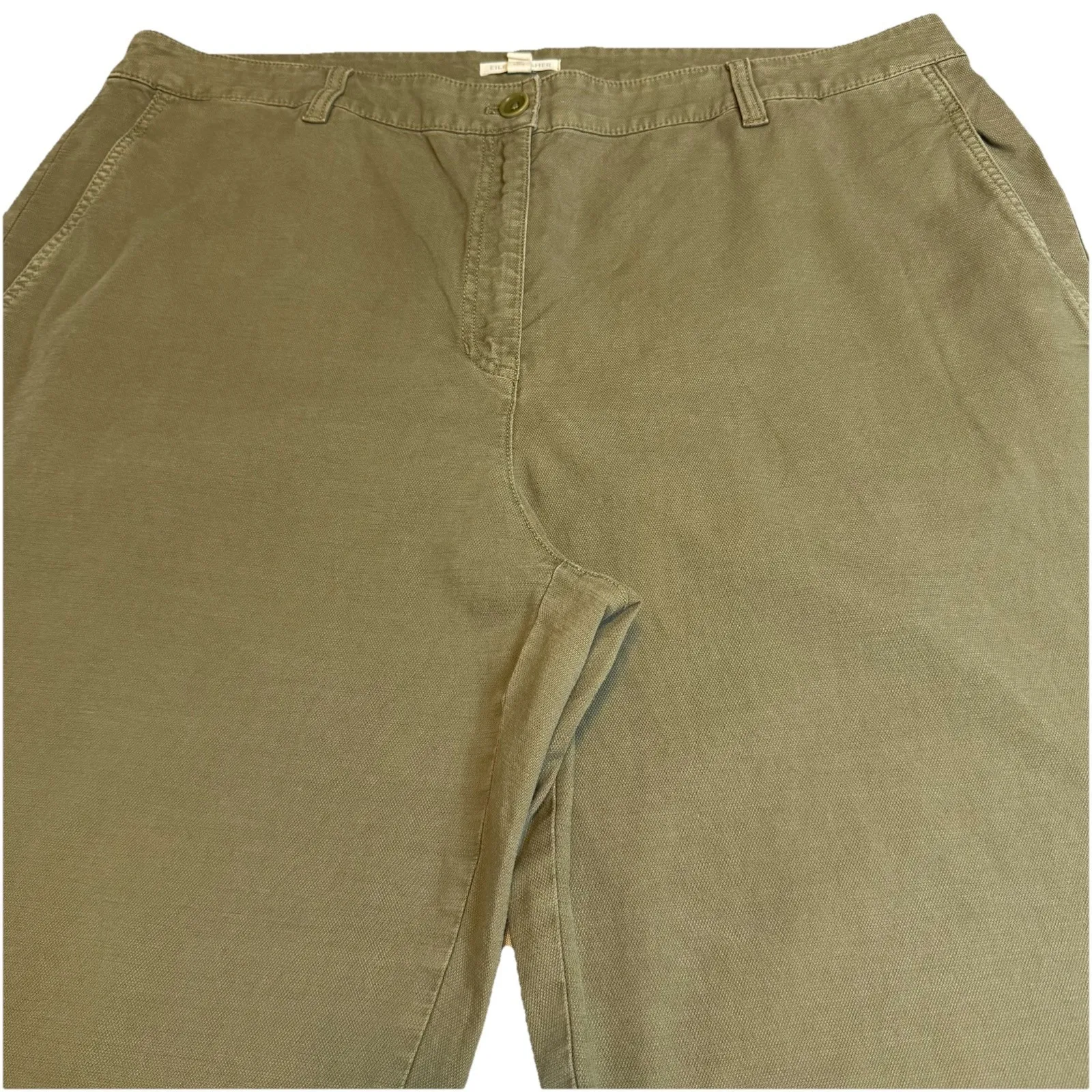 Eileen Fisher Organic Cotton Tencel Blend Casual Ankle Pant‎ Straight Leg Trendy - Image 3