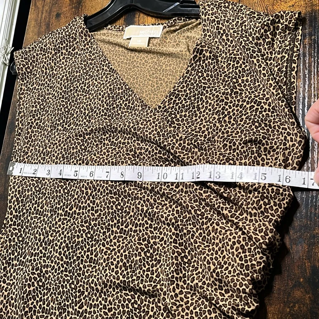 Michael Kors Animal Print Brown Draped Dress Size 12 - Image 6