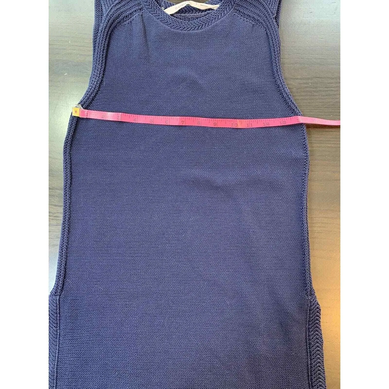 Athleta Tunic Small Tank Top Navy Knit Beachy Swim‎ Cover Up Slits Coastal Boho - Image 7
