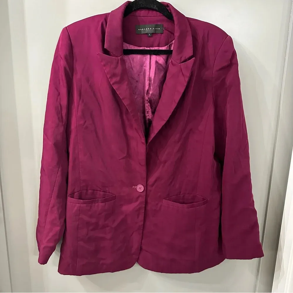 Endless Rose Single Breasted Blazer Maroon Blazer Size Large - Image 3