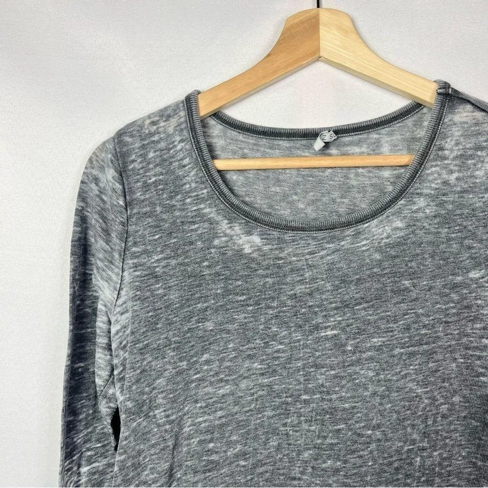 Z Supply Light Gray Symphony Long Sleeve Burnout T-Shirt Dress S - Image 4