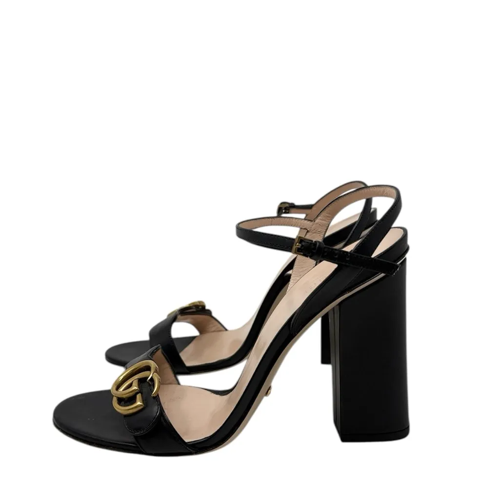 Gucci Marmont Sandals Black Leather Interlocking GG Size 40.5 - Image 5