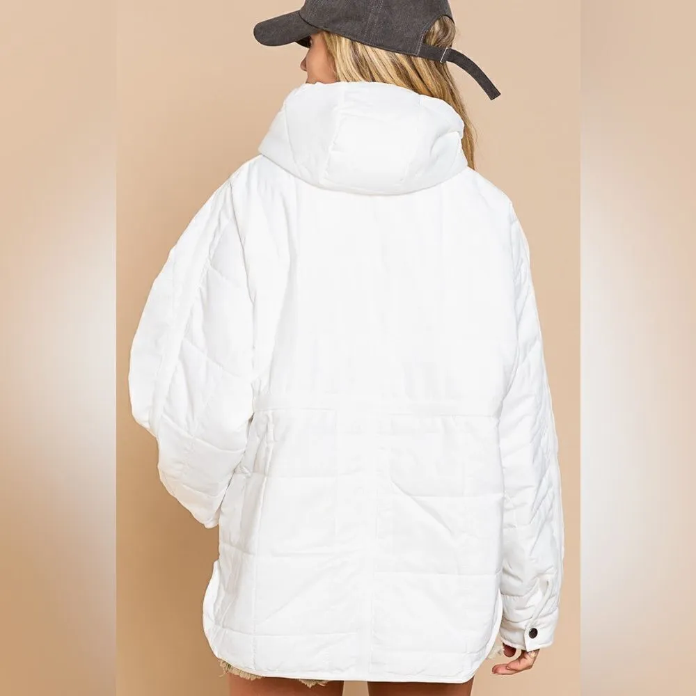 POL Emma Quilted Pullover Hooded Jacket W/1/2 Snap Front  size M C20 - Image 4