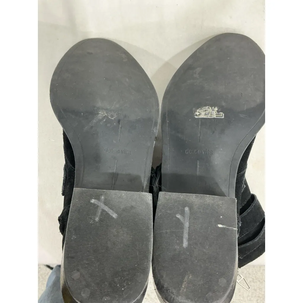 Womans Dolce Vita TAE Black Suede Strappy Heel Ankle Boots Size 7 M - Image 8