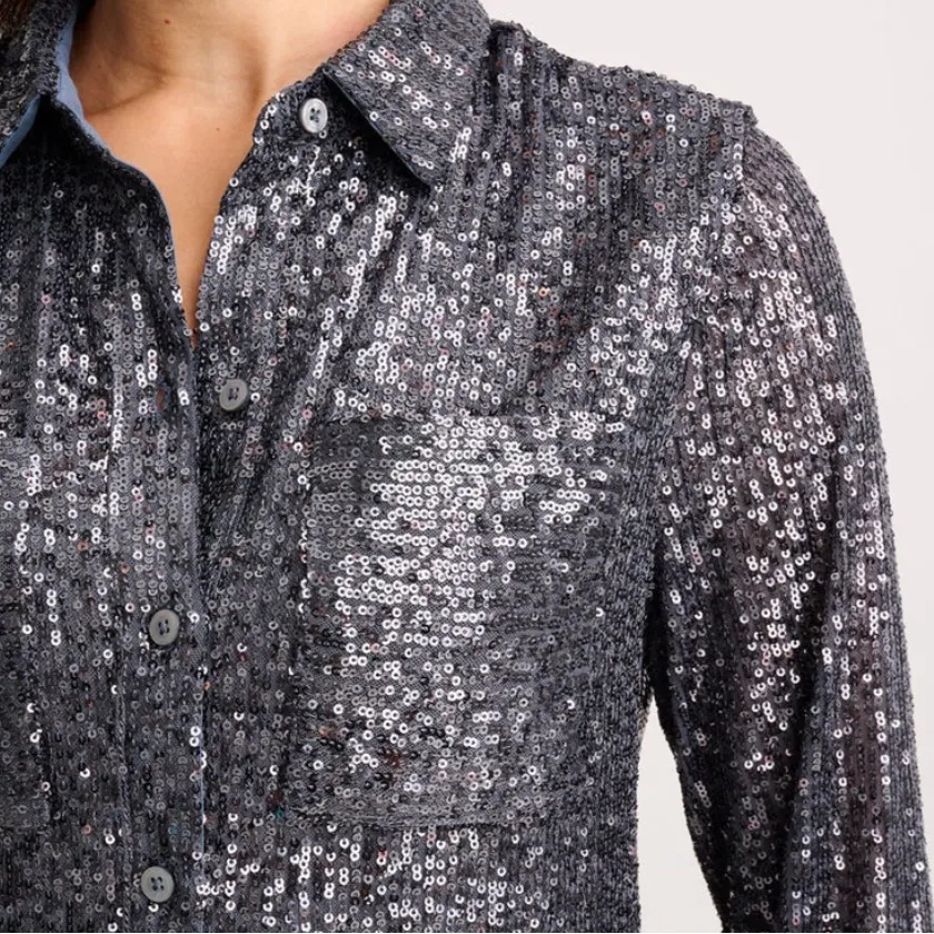 Untuckit Women’s Sequin Charcoal Harlow Long - Image 5