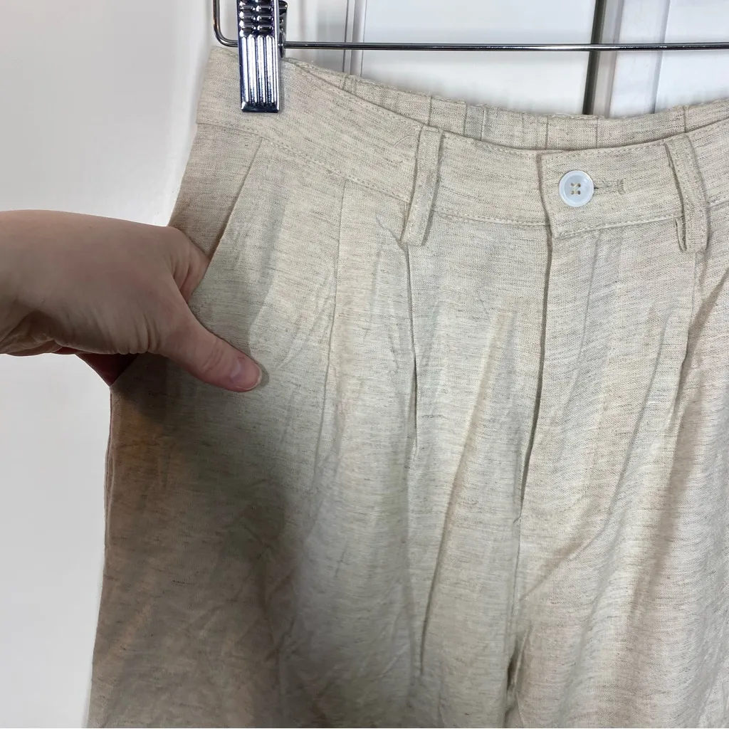 Sundays khaki hemp‎ cotton cropped wide leg trouser pant size small coastal - Image 6