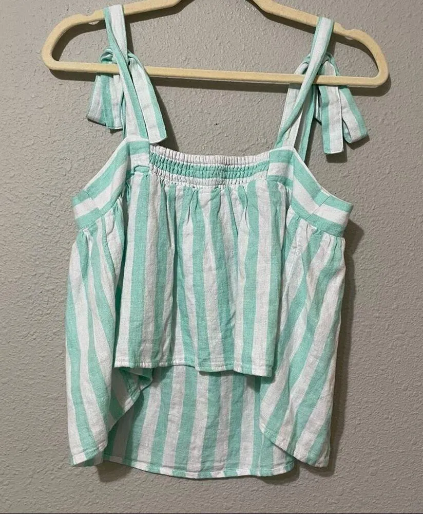 Stoney Clover Lane X Target Green & White Striped Crop Top S Tie Shoulder Beachy - Image 7