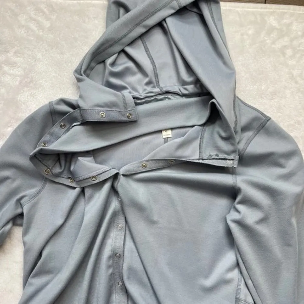 Cubism Women's Blue High Low Tie Back Removable Snap Hood Snap Closure Hoodie XL - Image 4