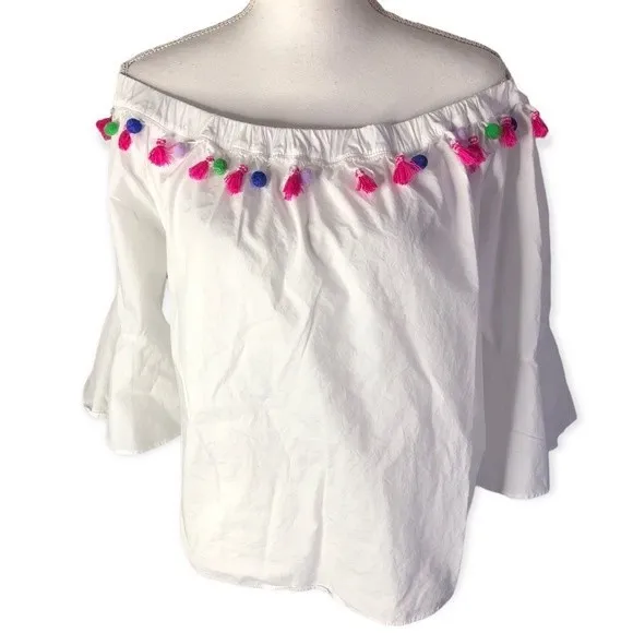 Forever 21 Off-shoulder Tassel Pom Pom Peplum Blouse - Image 15