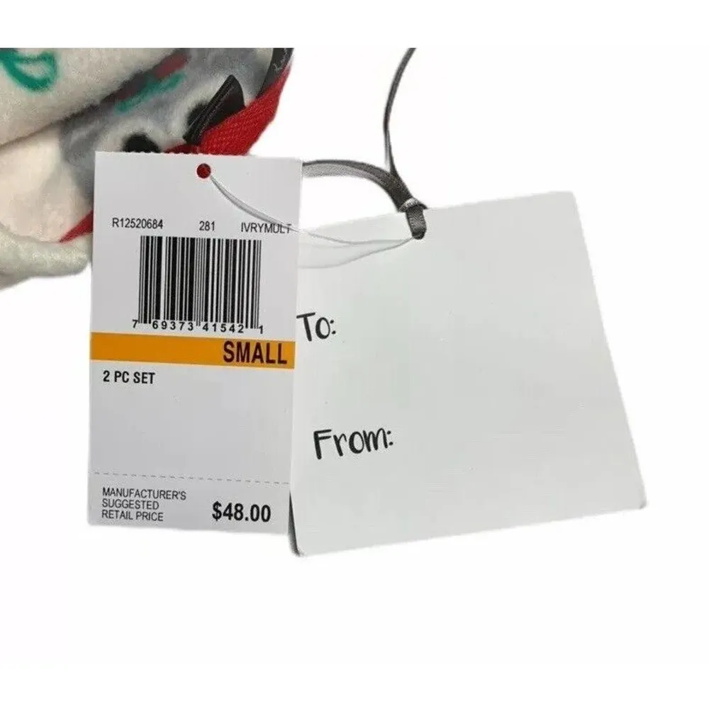 Kensie Super Soft Fleece Ivory Holiday Owl Print Nightie Pajamas with Hat Size S - Image 5