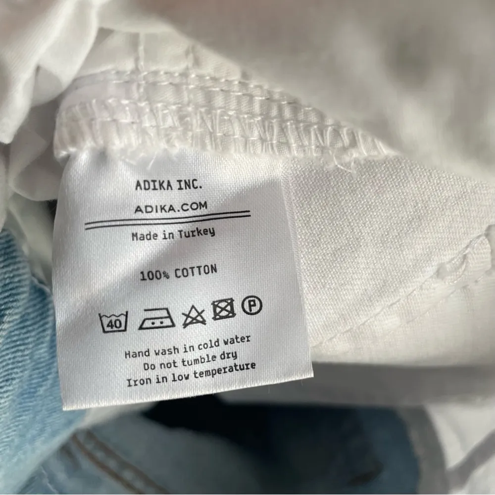 Adika S Two Tone White Blue Zip Fly Ankle Length High Rise Denim Jeans Small - Image 9