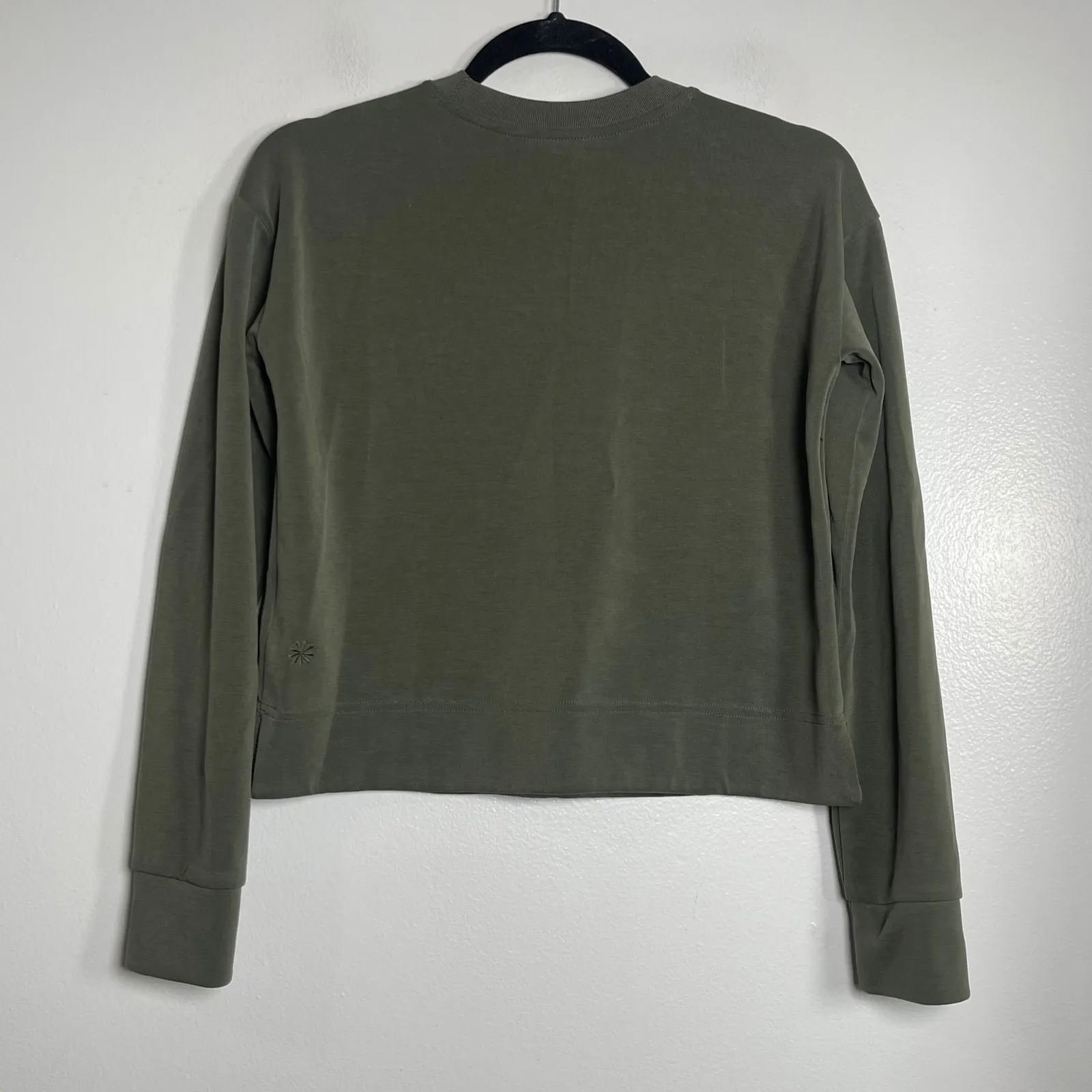 ATHLETA Seasoft Crewneck Sweatshirt XXS Olive Green Comfort Lounge Athleisure - Image 4