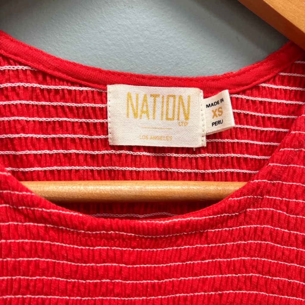 NATION LTD Christine Smocked Tank in Red XS - Image 7