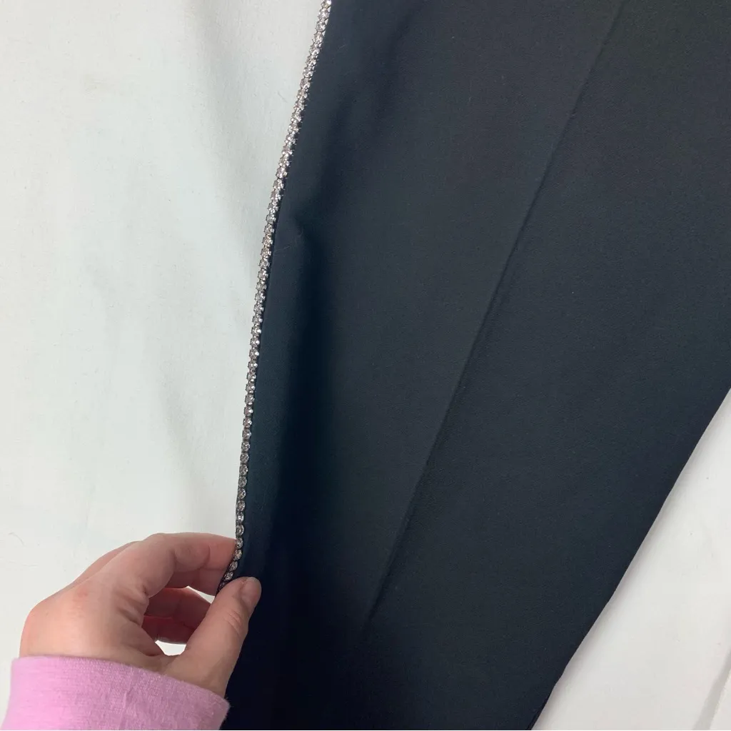 Trina Turk size 14 Black cropped gem lined trouser pants rhinestones new - Image 9