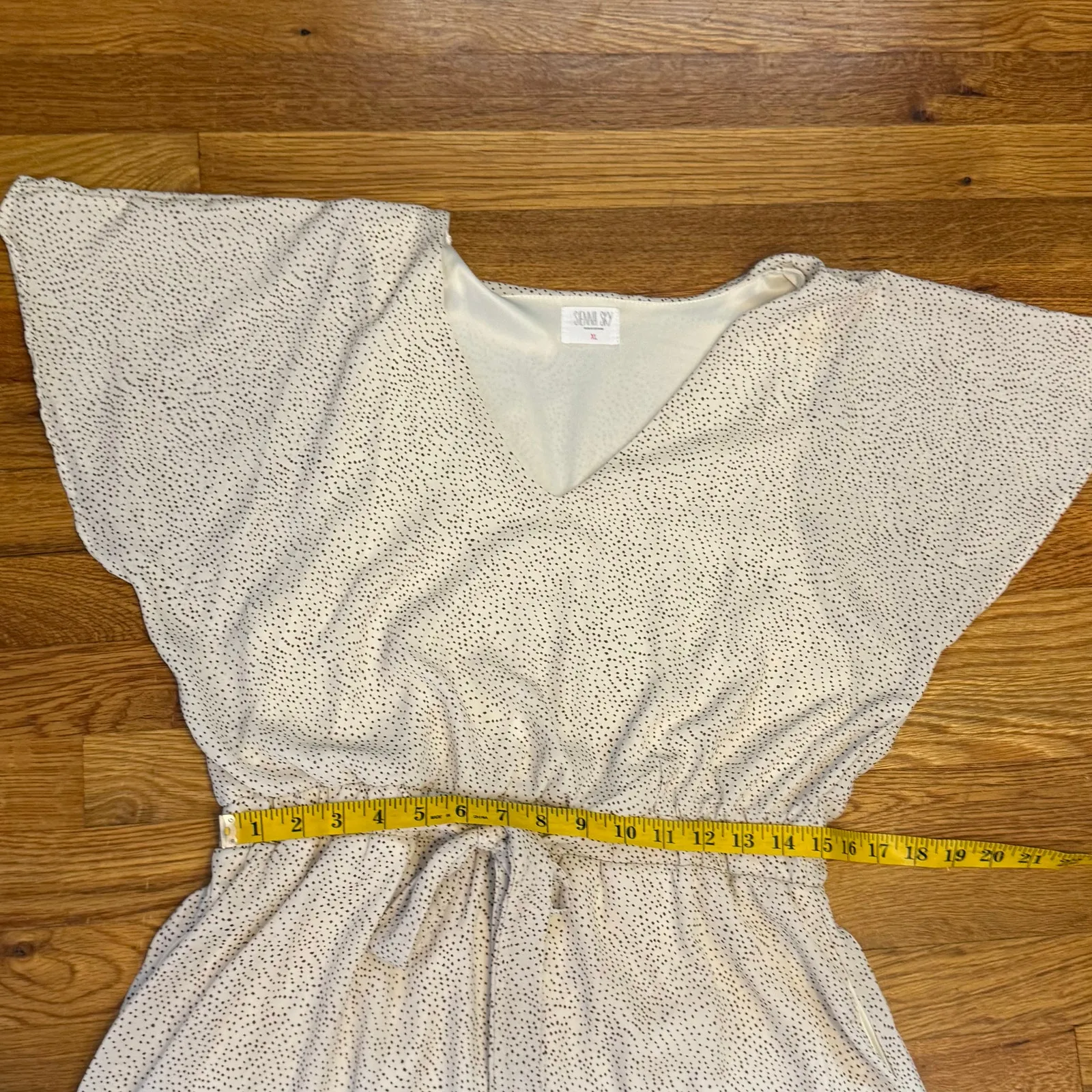 Sienna Sky Women’s XL White Brown Polka Dot V-neck Short Sleeve dress Pockets - Image 5