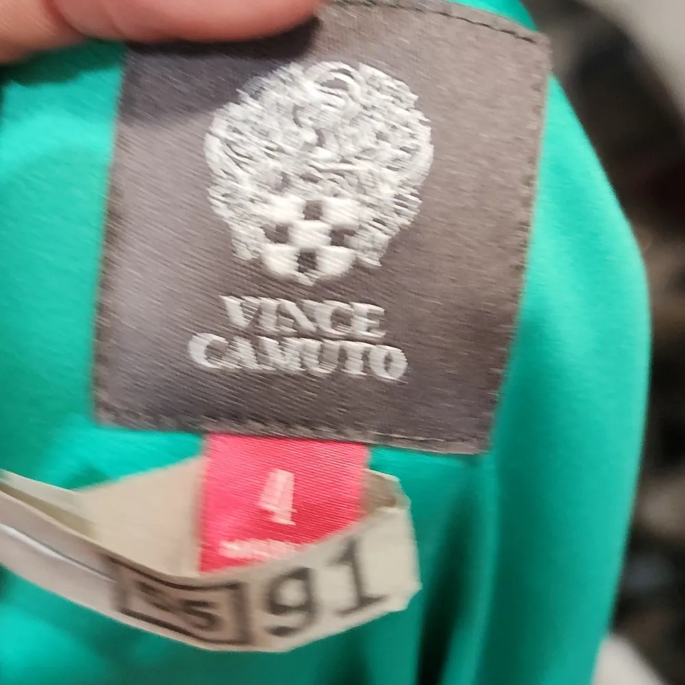 Vince Camuto Green Pleated Bodice Embellished Skirt Lined Dress Sz 4 - Image 13