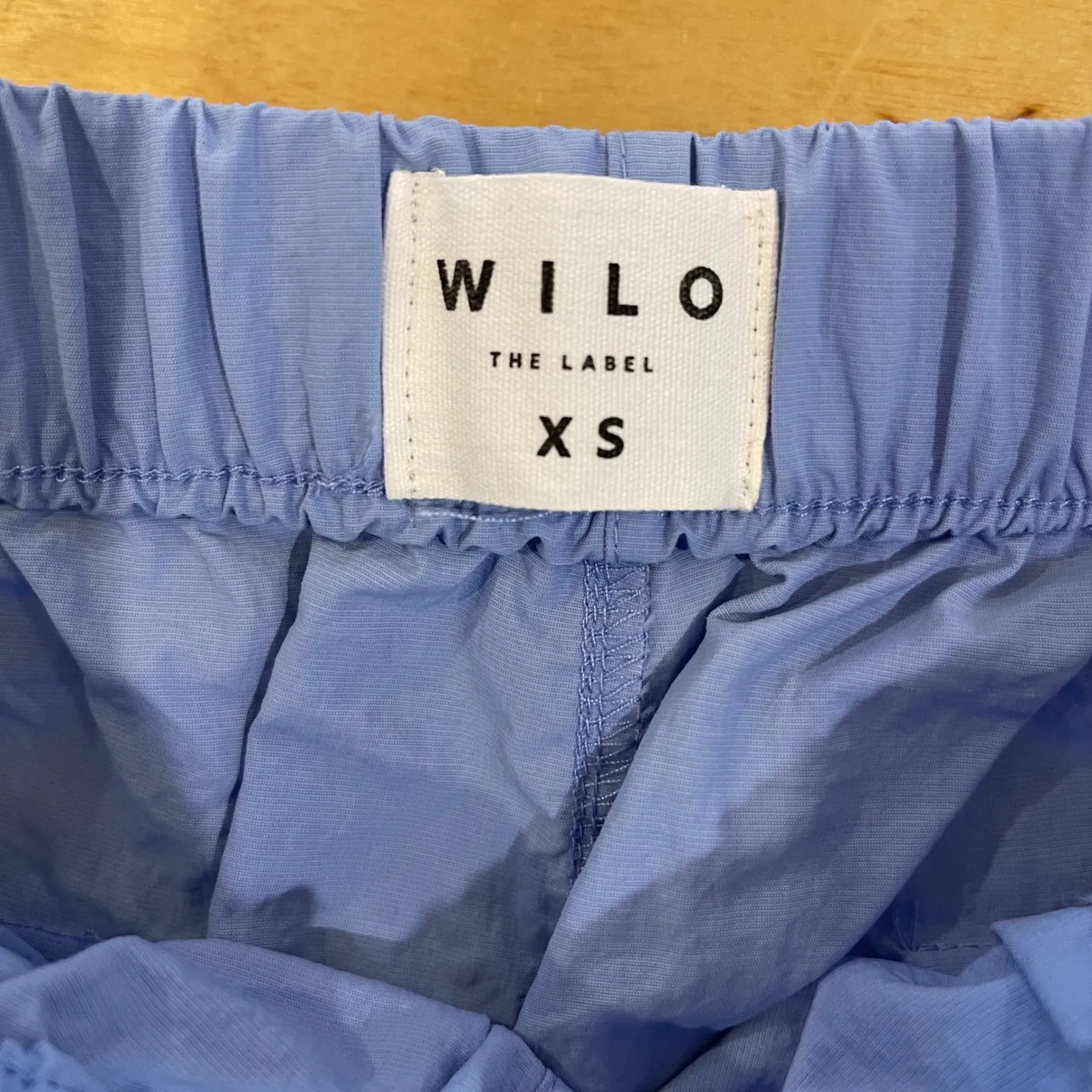 WILO THE LABEL Women's Light Blue Nylon Cargo Pants Drawstring Ankle Size XS - Image 6