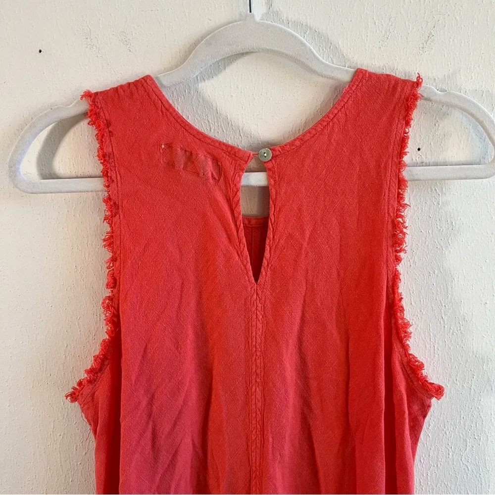 Thread & Supply Dress Coral Sleeveless Linen Blend Swing High-Low Dress Sz L GUC - Image 8