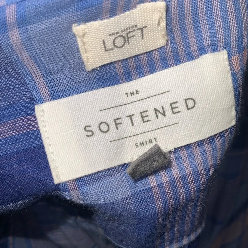 Ann Taylor LOFT Cotton Blue Plaid Bell Sleeve Softened Shirt Top Size Large - Image 10