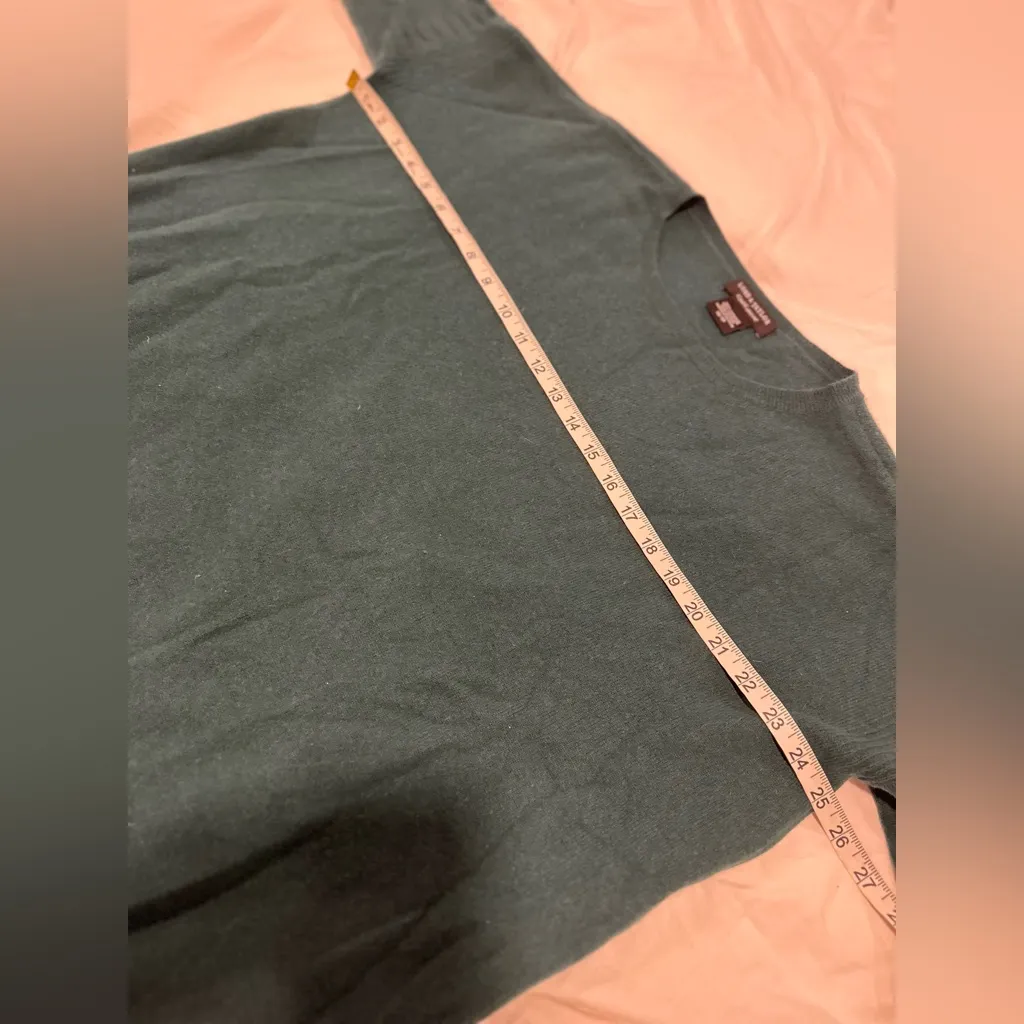 Lord & Taylor Sz:XS cashmere Teal Long Sleeve Oversized Boxy Sweater 3/4 sleeves Green - Image 3