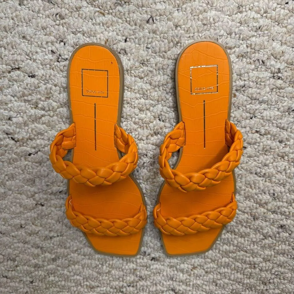 Dolce Vita Women’s Indy Braided Double Band Slide Flat Sandals in Orange Size 11 - Image 4