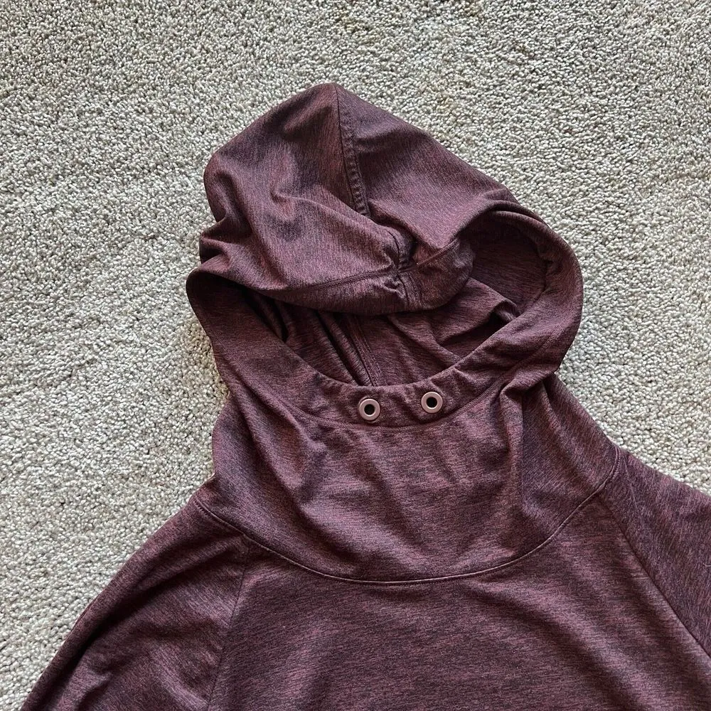 Athleta Womens XS Uptempo Hoodie Drawstring Red Maple Cowl Neck Round Hem - Image 10