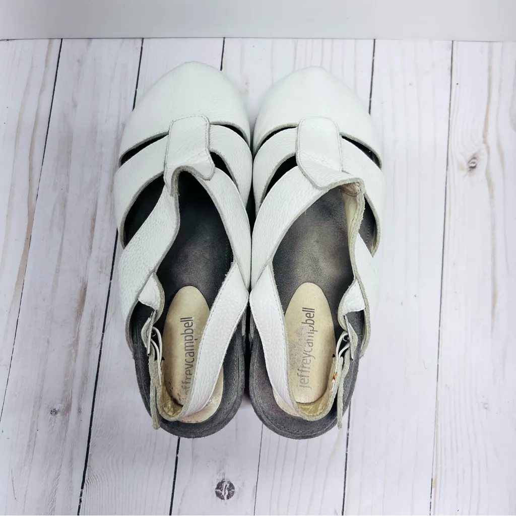 Jeffrey Campbell Timara White Leather Clogs with Stud Detail Size 9 - Image 5