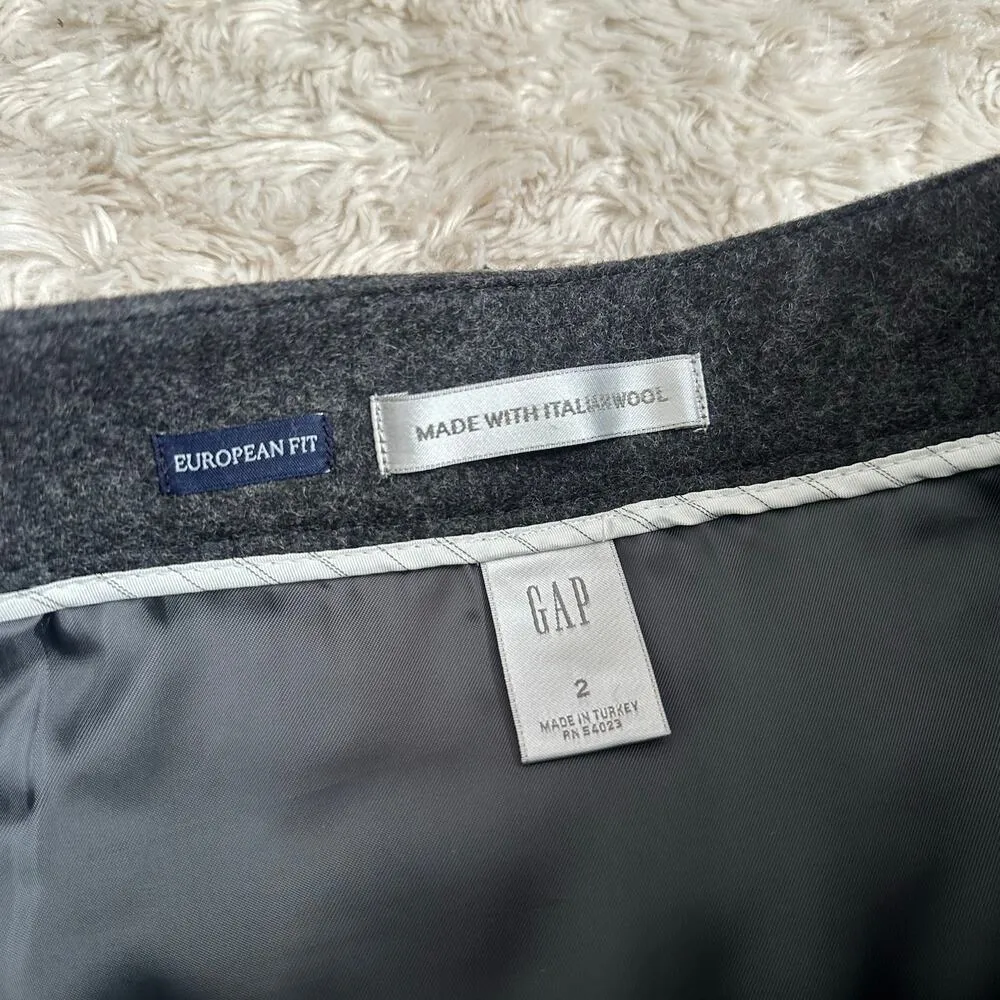 Vintage Y2K Gap Sz 2 European Fit Italian Wool Felted Mini Skirt Gray - Image 3